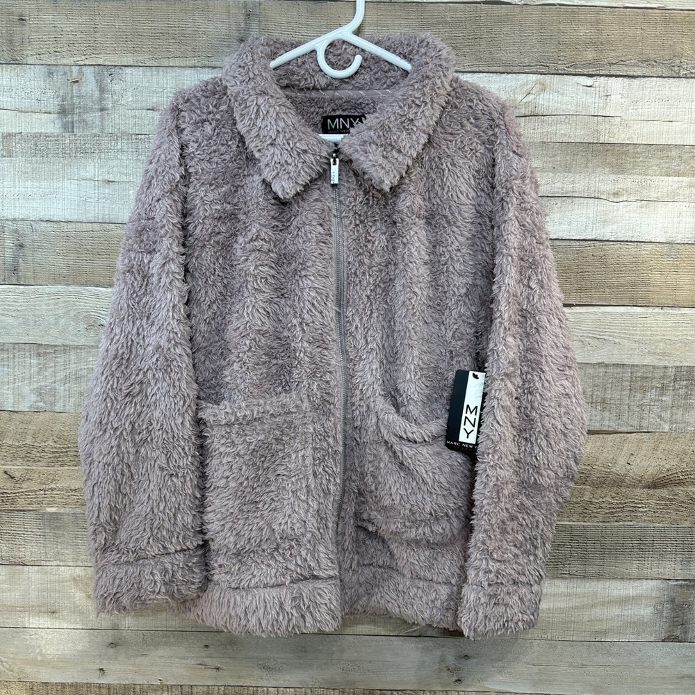 Marc New York MNY Teddy Fleece Jacket Purple Lavender Zip Up Women's Size M